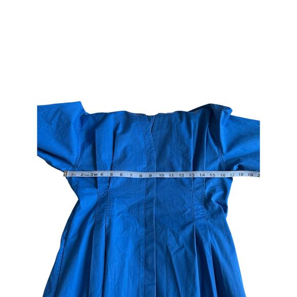 Tory Burch Blue Cotton Poplin V-Neck Pleated Long Sleeve Maxi Shirt Dress Size 6 - Picture 11 of 13